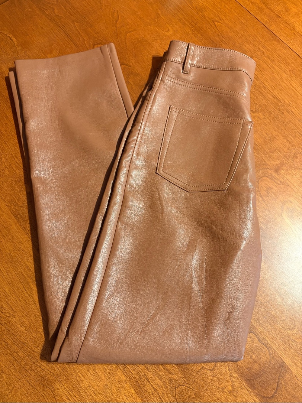 Wilfred Slim Faux Leather Pants in Warm Taupe